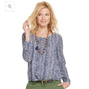 Vineyard Vines Fern Print Ladder Lace Silk Top - 0